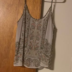 Green and pink see through floral tank top